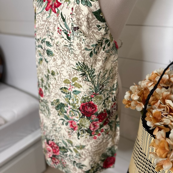April Cornell Merry Vintage Christmas apron rose floral Holiday - Picture 6 of 10